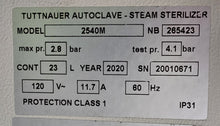 Load image into Gallery viewer, Tuttnauer 2540M Manual Autoclave Steam Insttrument Sterilizer