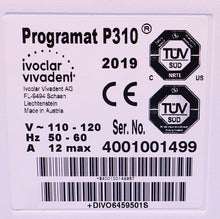 Load image into Gallery viewer, Ivoclar Vivadent Programat P310 Restoration Furnace w/ Pump
