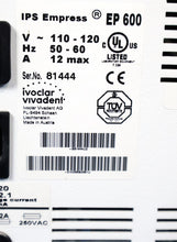 Load image into Gallery viewer, Ivoclar Vivadent EP600 Combi Dental Restoration Pressing Furnace