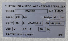 Load image into Gallery viewer, Tuttnauer 2540MK 230 VOLT Manual Dental Autoclave Steam Sterilizer