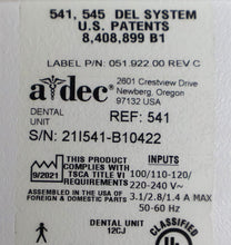 Load image into Gallery viewer, Adec 311 Dental Chair w/ 541-545 12 O'Clock Rear Delivery, 422 Assistant Stool