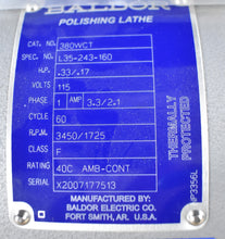 Load image into Gallery viewer, NEW UNUSED Baldor 380WCT Industrial Grade Polishing Lathe