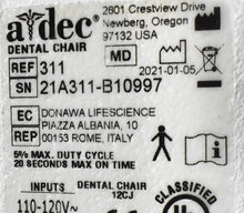 Load image into Gallery viewer, Adec 311 Dental Ergonomic Exam and Treatment Chair w/ Asst. Stool (2021)
