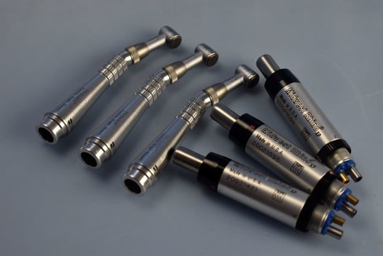 Lot of 3 Midwest Contra Angle Sheaths Dental Handpieces & 3 Rhino XP Motors