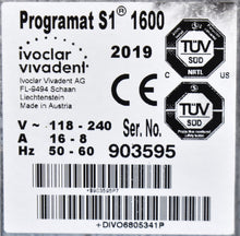 Load image into Gallery viewer, Ivoclar Vivadent Programat S1 1600 Dental Restoration Furnace FOR PARTS/REPAIR
