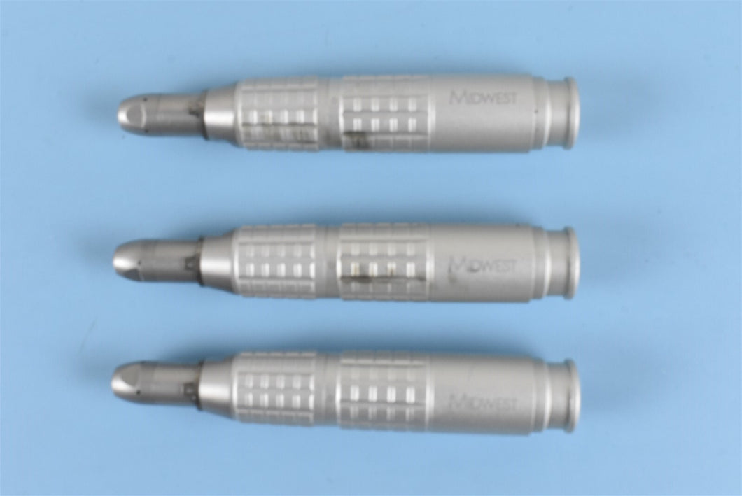 Lot of 3 Dentsply Midwest Straight Nosecone Dental Handpiece Attachments