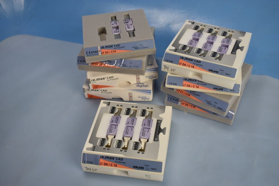 Mixed Lot of 53 Wieland IPS e.max CAD LT Dental CAD/CAM Milling Blocks