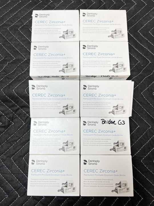 Lot of 30 Dentsply Sirona CEREC Zirconia+ Dental CAD/CAM Milling Blocks
