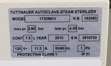 Load image into Gallery viewer, Tuttnauer 1730MKV ValueKlave Manual Autoclave- Steam Instrument Sterilizer
