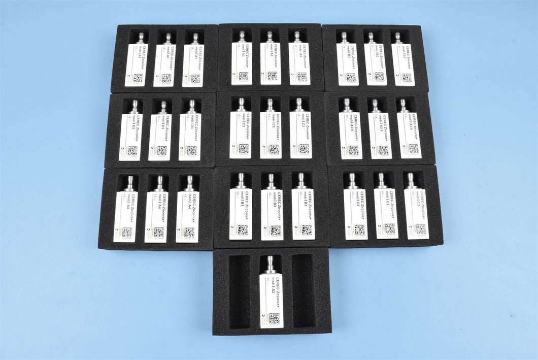 NEW UNUSED Lot of 28 Dentsply Sirona CEREC Zirconia+ medi Blocks Starter Pack