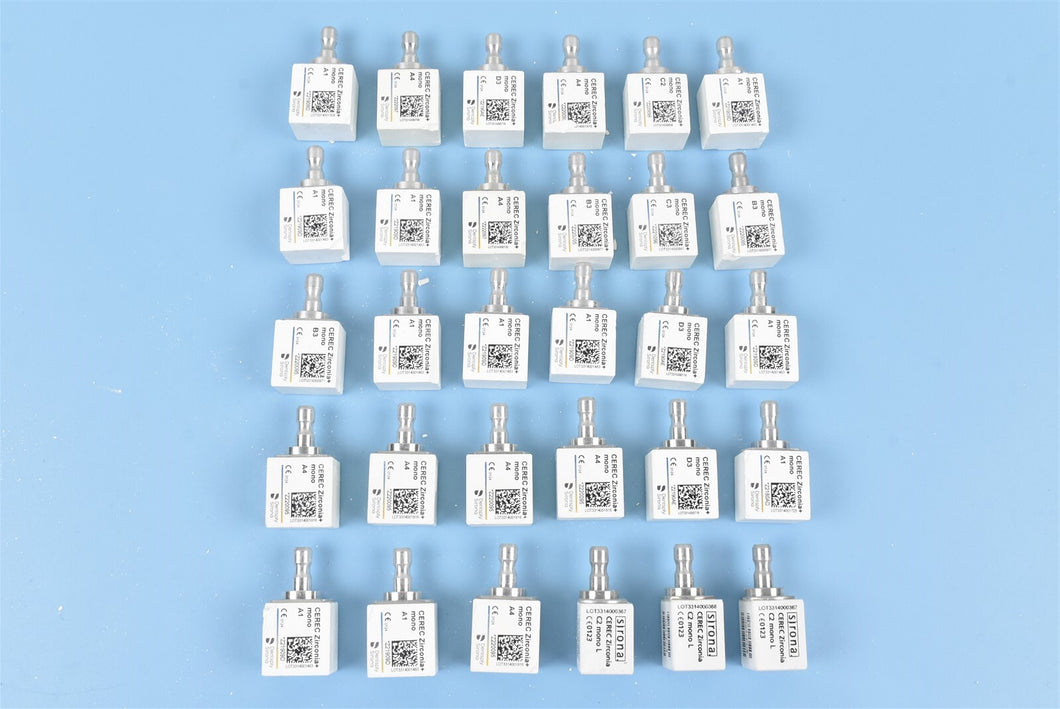 Lot of 30 Dentsply Zirconia Dental Milling Blocks for CAD/CAM Dentistry