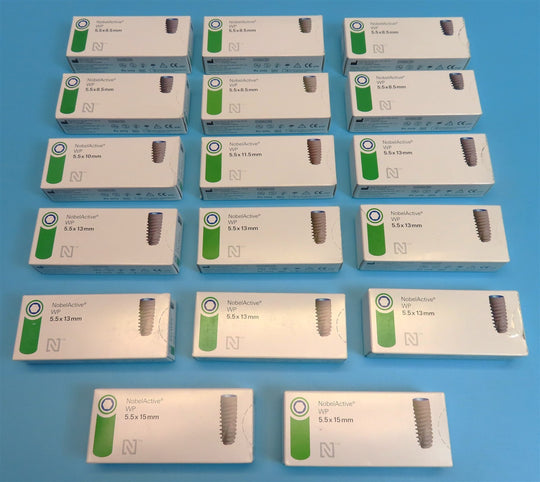 NEW UNUSED Lot of 17 Nobel Biocare NobelActive WP Dental Implant Systems