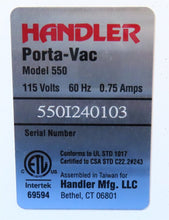 Load image into Gallery viewer, NEW UNUSED Handler Porta-Vac Model 550 Dental Dust Collector System
