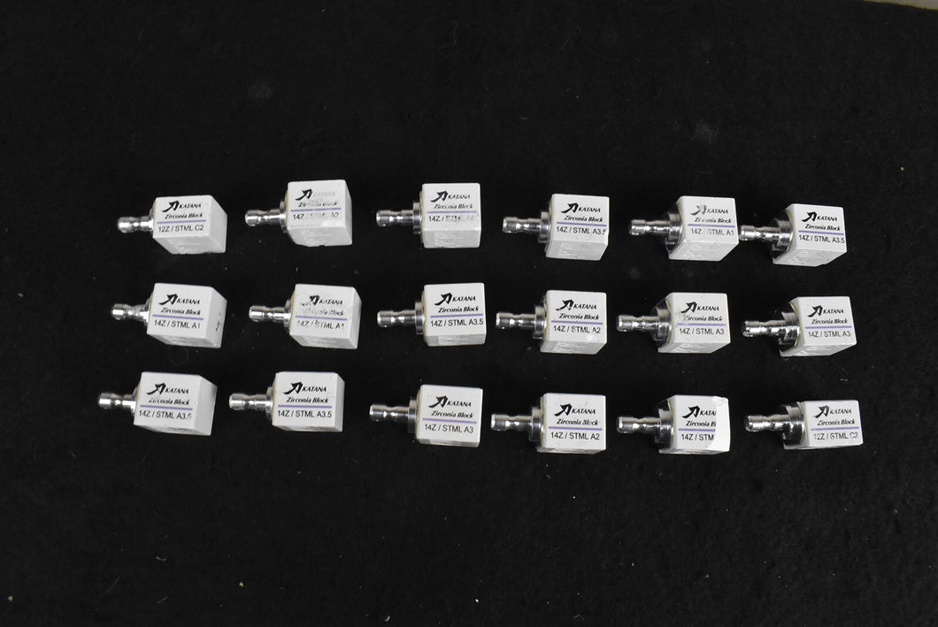 Lot of 18 Katana Zirconia Dental Milling Blocks for CAD/CAM Dentistry