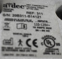 Load image into Gallery viewer, Adec 311 Dental Exam Chair with 541 12 O&#39;Clock Rear Delivery, 375L Exam Light
