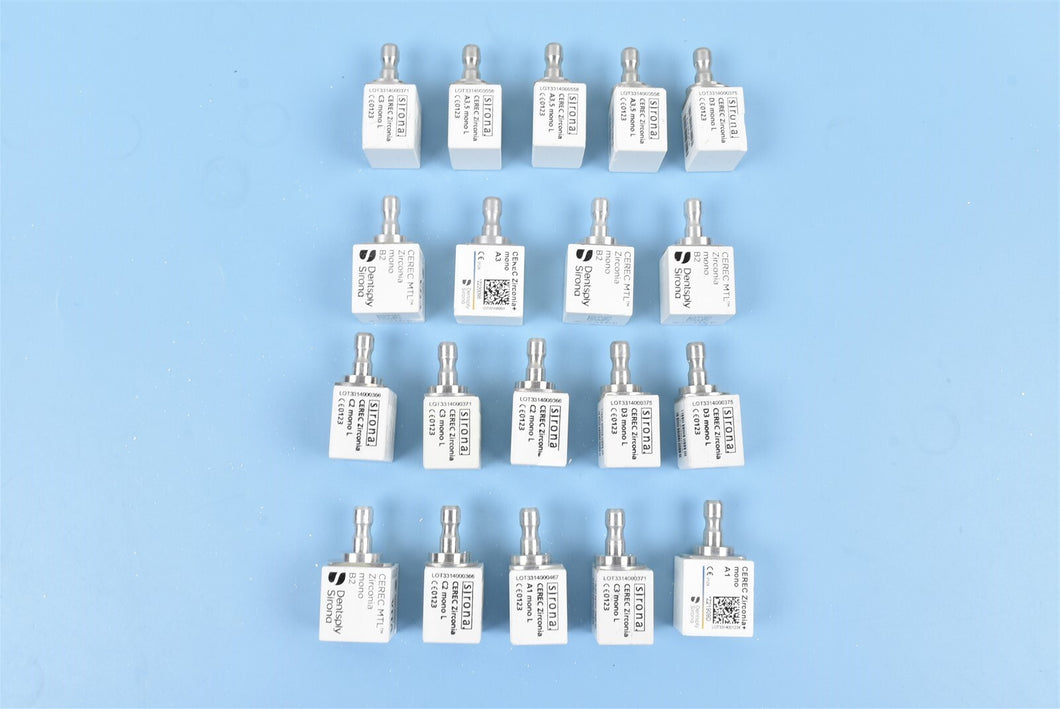 Lot of 19 Dentsply Zirconia Dental Milling Blocks for CAD/CAM Dentistry