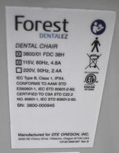 Load image into Gallery viewer, FOREST DENTALEZ 3800/01 FDC 38H Dental Ergonomic Exam Chair SOLD AS IS
