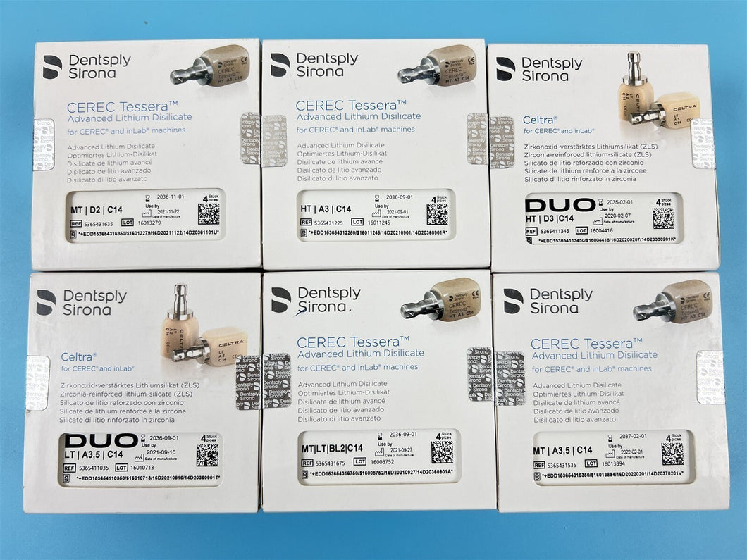 Lot of Dentsply Sirona Tesserca & Celtra Dental CAD/CAM Milling Blocks